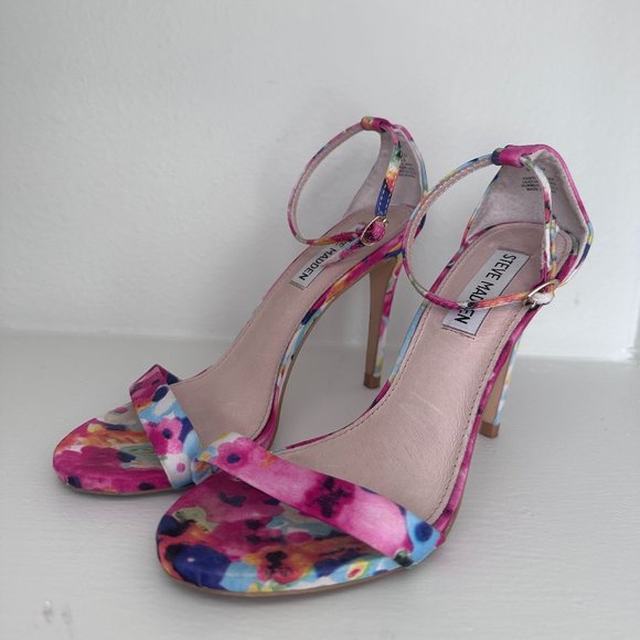 Steve Madden Stecy Floral Ankle Strap Heels, Barbie Pink - Picture 4 of 6
